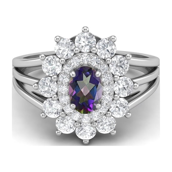 Mooneye 4.03 Ctw Oval Mystic Topaz 925 Sterling Silver Solitaire Women's Mother's Day Gift Ring
