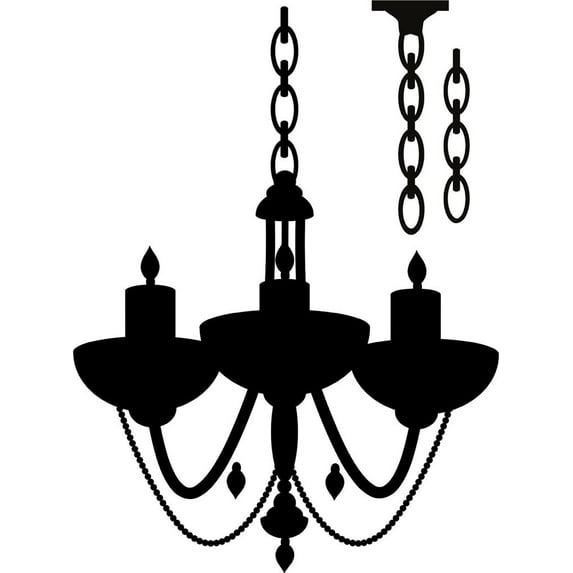 Design With Vinyl Chandelier 2 Artwork living room Ceiling Hanging Light Fixture Extra Chain Wall Decal for Family - Light Bulbs Ornate Lighting Fixture Suspended Themed Décor - Size: 7 In x 8 In