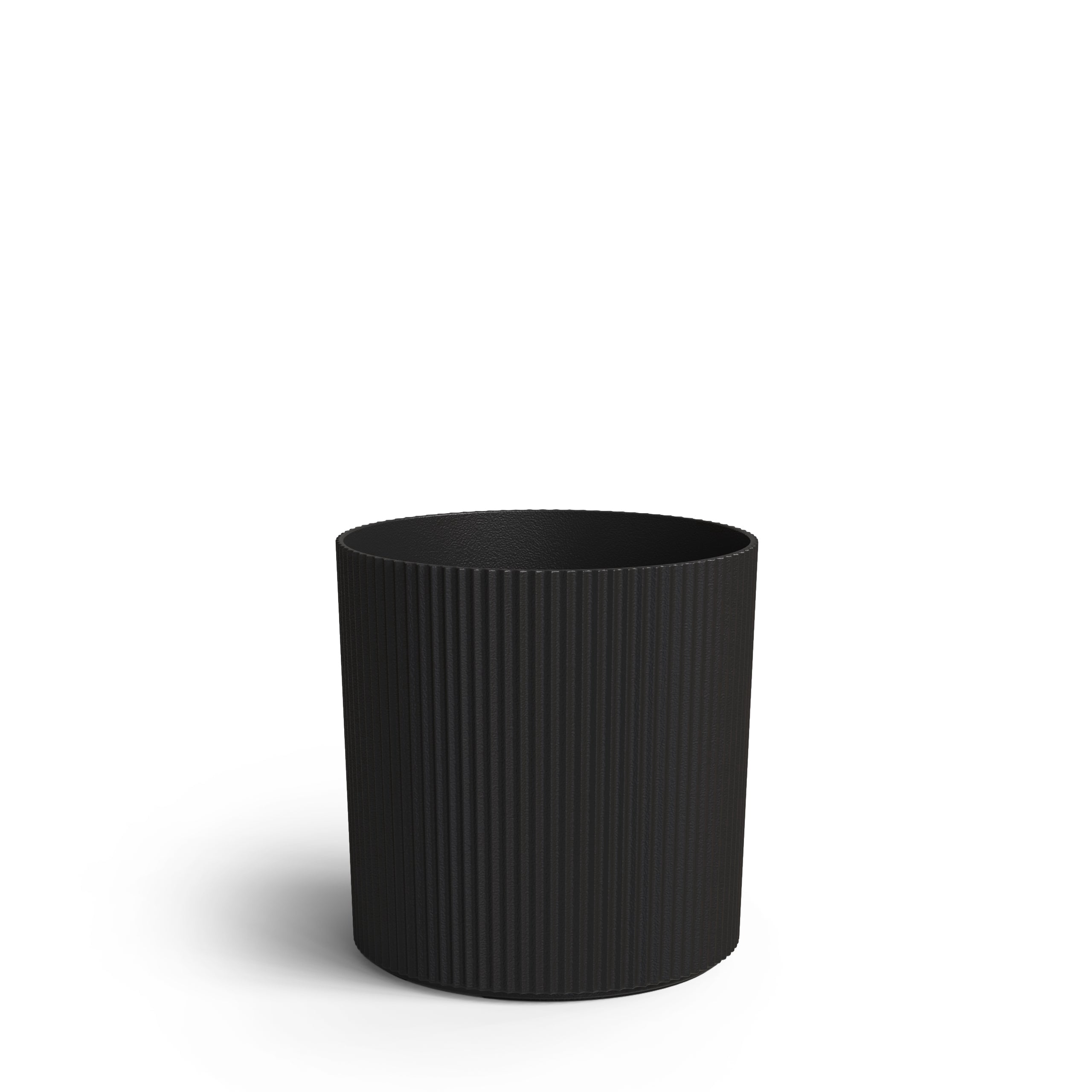 Serene 14in DIA x 14in H Round Black Plastic Plant Planter with Drainage Holes