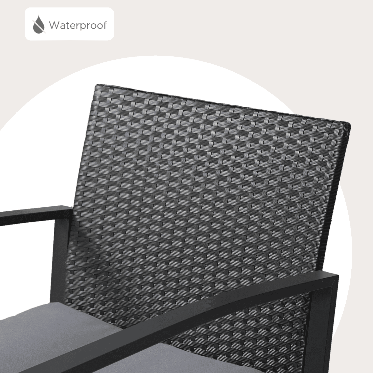 Patio Furniture Set on Sale, Jolifa 3-Piece Outdoor Bistro Balcony Chairs Set with Rocking Chairs and Tempered Glass Table for Porch & Backyard, Gray Cushion(Included)