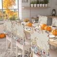 thumbnail image 2 of Fall Gnome Chair Covers Set of 8 Thanksgiving Pumpkin Floral Leaf Chair Back Covers Stretch Removable Washable Slipcovers Protector for Dining Room Kitchen Party Decor, 2 of 5