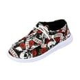 thumbnail image 3 of Holiday Low Top Walking Shoes For Women Halloween Ghost Pumpkin Print Elastic Lace Up Flat Canvas Casual Footwear Red 41, 3 of 7
