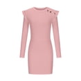 thumbnail image 5 of safuny Women's Knee Length Pencil Dress Solid Diamond Holiday Elegant Leisure Zipper Long Sleeve Retro Fashion Winter Scoop Neck Fall Dress Pink S, 5 of 7