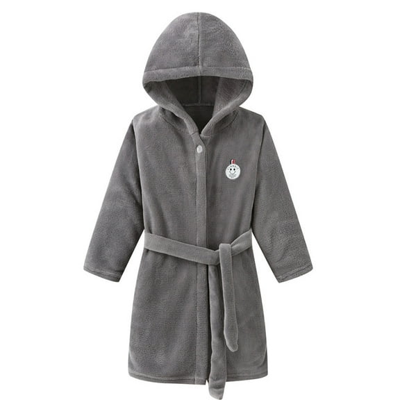 KYAIGUO Kids Girls Solid Color Bathrobe,2-11Y Baby Toddler Boys Skin-Friendly Soft Robe Pajamas Hooded Bath Towel Sleepwear Casual Cotton Fleece Bathrobe with Belt