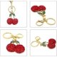 thumbnail image 4 of 1 llavero de cereza con diamantes de imitación, fruta brillante, cereza con hojas., 4 of 5