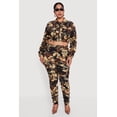 thumbnail image 2 of Women's Plus Size Side Ruched Patterned Zip Front Cropped Jacket, 2 of 5