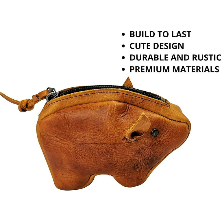 ELW Elephant Coin Purse, Genuine Full Grain Leather Women and Girls Cute  Fashion Coin Purse Wallet Bag Change Pouch Key Holder, Handmade with Rustic  Cute Design, Perfect gift, Change Pouch Wallet