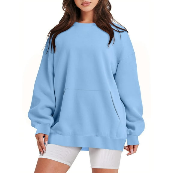 2026 ! JINMGG Fall Winter Long Tops for Women, Womens Plus Size Fashion Women Comfortable Casual Pocket Color Long Sleeve Round-Neck Blouses T-Shirt Tops