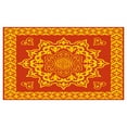thumbnail image 4 of Mandala Ceramic Toothbrush Holder, Oriental Round and Square Pointy Mongol Traditional, Decorative Versatile Countertop for Bathroom, 4.5" X 2.7", Earth Yellow Vermillion, 4 of 4