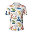 thumbnail image 2 of Daiia Dinosaur Pattern Men’s Polo Shirts,Solid Deck Shirt,Classic Fit, Breathable Cotton Polo for Casual and Sport Wear-3X-Large, 2 of 9