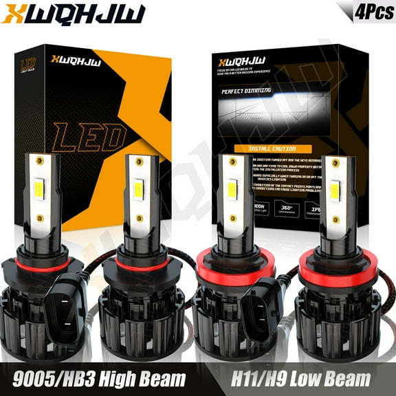 9005 H11 LED Headlight Bulbs Combo 6000K White 35W 12000LM Super Bight, Pack of 4