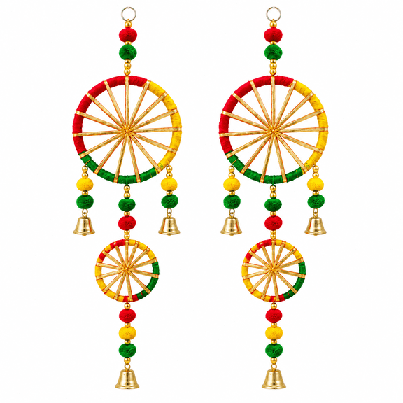 Blue Craft 2 Chakri Multicolor Door Wall Hanging Toran, 18 x 5.5 in, Pack of 2