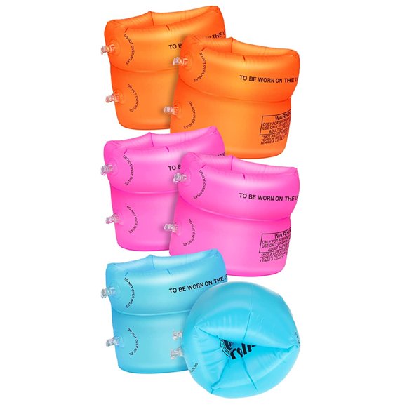 Brassards Gonflables pour la Natation, Bandes de Flottaison, Ailes Aquatiques, Anneau de Bras de Natation, Bouée 6 Pcs