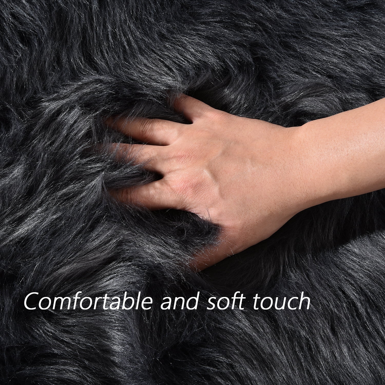 Latepis Dark Grey Sheepskin Circle Rug 5 ft, Faux Round Rug for Living Room, Boho Rugs, Fluffy Washable Rug for Bedroom, Nursery, Teen Room, Dorm, Cute Room Décor