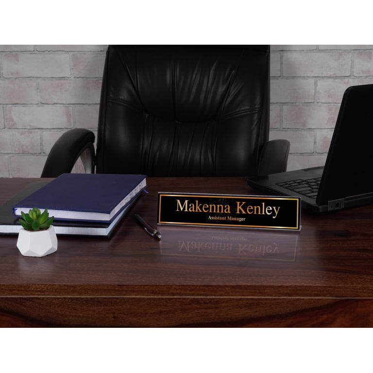 PATIKIL 6-Pack 8x2" Blank Name Plates – Gold Front, Black Base, Laser Engraving Blanks For Office, Desk, Signs & DIY, ABS Scratch-Resistant