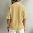 thumbnail image 4 of GigrtiJin Women's Short Sleeve T Shirts Striped V Neck Collared T Shirts Womens Casual Pull On Cropped Outdoor Tees with Button, 4 of 5