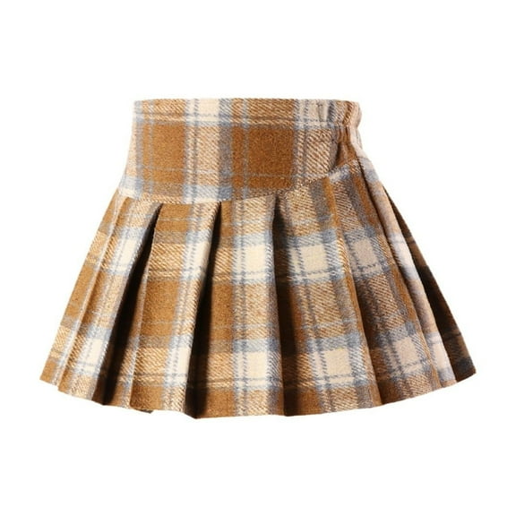 XEGLSBU Skirts for Girls Size 10-12 Girls' Pleated Plaid Mini Skirt Girl Skirts Skorts Outfits with Bowknot Girls Skirts Size 6X Khaki Size 8-10 Years