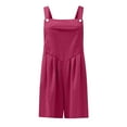 thumbnail image 4 of TAGOLD Womens Summer Jumpsuit,Fashion Women Casual Sold Color Shoulder Button Suspender Jumpsuits Wide Pocket Leg Pant Hot Pink 6, 4 of 4