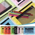 thumbnail image 1 of Estuche grande para lápices, color negro, para carpeta de 3 anillas, con cremallera de malla, estuche para bolígrafos, neceser pequeño, contenedor de almacenamiento., 1 of 8
