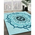 thumbnail image 3 of Ahgly Company Machine Washable Indoor Square Transitional Electric Blue Area Rugs, 3' Square, 3 of 7