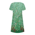 thumbnail image 5 of Dyegold Womens Sundresses Summer Casual Boho Pleated Knee Length Swing Aline Midi Party Beach Dress Floral Print Short Sleeve Sun dresses for Women Plus Crewneck Dresses Vacation, 5 of 5