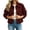 Wine, variant on Daiosportswear Women's Faux Suede Bomber Jacket Long Sleeve Lapel Coat Casual Button Down Outerwear Wine