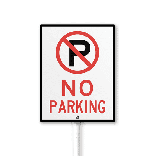 Caution Safety Sign No Parking Sign with Stake 8x12inch Aluminum Outdoor Decoration Sign Rustproof Sturdy Aluminum Sign for Outdoor Use Easy Install Set of 1