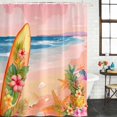 thumbnail image 2 of Pink Beach Bathroom Shower Curtains with 12 Hooks Waterproof Shower Curtain for Stalls and Bathtubs Summer Surfboard Palm Leaf Starfish Pineapple Flowers Decorative Bathroom Curtain 36x72 Inches, 2 of 9