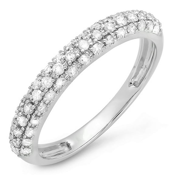 0.45 Carat (ctw) 14k Gold Round White Diamond Ladies Anniversary Wedding Band Stackable Ring 1/2 CT