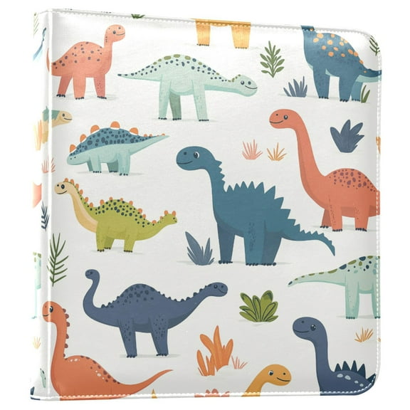FORMRS 3 Ring Photo Album 4"x6" Self Adhesive Large Capacity PU Leather Cover, Dinosaur Pattern