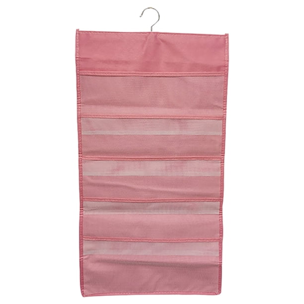 Organizador de armario colgante Bolsillos de malla de 2 lados Bolsa de almacenamiento para armario Bolsa para ropa interior Calcetines de sujetador, 15 rejillas, Rosa tholdsy HA003837-03
