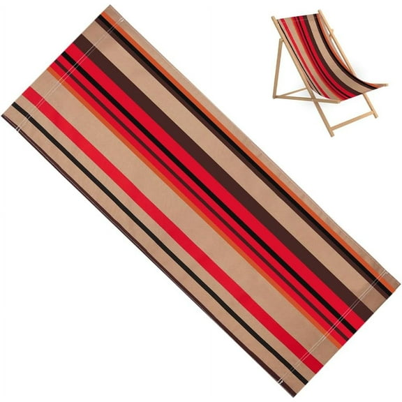 1pc Beach Chair Replacement Fabric Burly Wood Orange Black Stripes Sling Chairs Canvas 45x17 Inch Folding Lounge Deck Chair Cloth Cover for Patio Outdoor Sunbathing Garden Courtyard