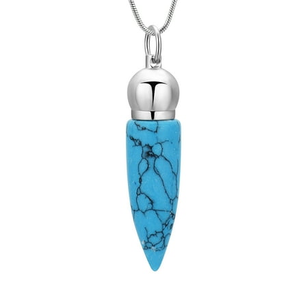 Stone Bullet Urn Pendant Memory Necklace for Cremation Ashes Keepsake Memorial Jewelry