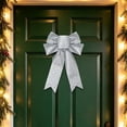 thumbnail image 6 of Christmas Tree Topper Bow Silver Glitter Christmas Bows Sparkly Stars Wreath Bow 13’’x9’’ Ribbon Bow for Wreaths Home Front Door Outdoor Xmas New Years Party, 6 of 9