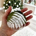 thumbnail image 4 of Fern Blown Glass Ornaments – Set of 2 European Baubles Balls Holiday Christmas Tree Decorations, Sage Green and Clear, 4 of 7
