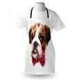 thumbnail image 3 of English Bulldog Apron Watercolor Dog Portrait with a Bow Tie Design Brush Stroke Effect, Unisex Kitchen Bib Apron with Adjustable Neck for Cooking Baking Gardening, Brown Ruby Black, by Ambesonne, 3 of 3
