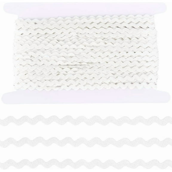 25 Yards White RIC Rac Ribbon Wool Yarn Rick Rack Trim 1/4 Inch Rickrack Lace Wave Ribbon Zig Zag Wave Bending Lace Trim S Shaped Fabric for Sewing DIY Crafts Christmas