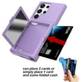thumbnail image 3 of Case for Samsung Galaxy S23 Ultra with Hidden Makeup Mirror Card Slot Design Cover, Hybrid PC+TPU Shockproof Non-Slip Lens Protection Wallet Case for Samsung Galaxy S23 Ultra, Light Purple, 3 of 6