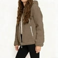 thumbnail image 6 of Womens Fuzzy Jacket with Hood Plush Fleece Warm Winter Outerwear Coat Drawstring Hooded Sweatshirt Cardigans (XL, Khaki), 6 of 7