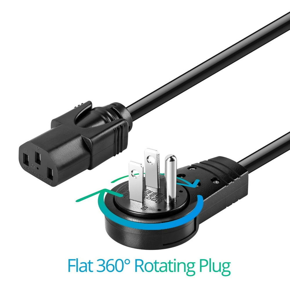 Maximm 10 Feet 360° Rotating Flat Plug Universal Computer Monitor Power