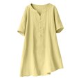thumbnail image 1 of Blusas de Manga Corta para las Mujeres de Moda Color Sólido Cuello Redondo Blusas, Poliéster Verano Primavera, 1 of 4