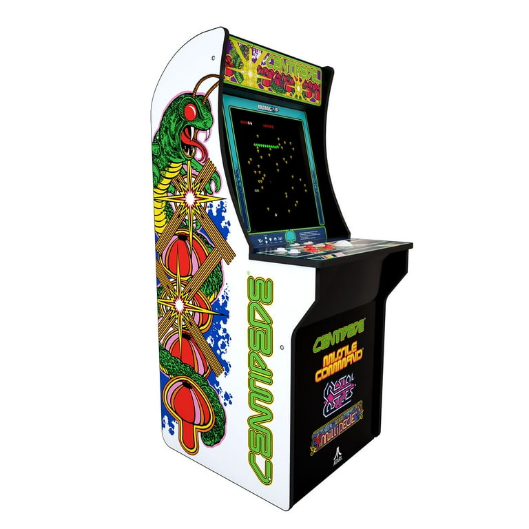 FULL-SIZED FOUR PLAYER UPRIGHT ARCADE GAME WITH TRACKBALL FEAT