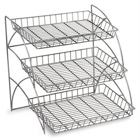 Cardboard Counter Display - Displays2go 3-Tier Wire Shelving Display Rack for Counters, Silver