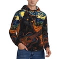 thumbnail image 2 of Pofeuu Starry Night Cat Guitarist A Print Mens Casual Hooded Collar Drawstring Hoodies Pullover Sweatshirts Casual Long Sleeve Shirts-Small, 2 of 7