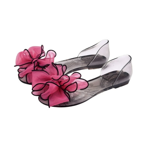 

Cathalem Womens Slippers Summer Shoes Shoes Flower Fashion Flat Shoes Women s Jelly Beach Sandals Sole Casual Slippers Womens Red 6.5