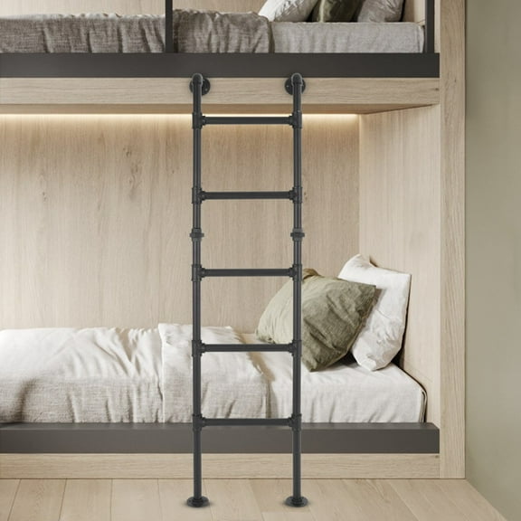 5-Step Carbon Steel Ladder Bunk Bed Ladder Stair Black 200kg/440.92lbs 66.93 in for Caravans, Lofts, Dormitory Double Beds