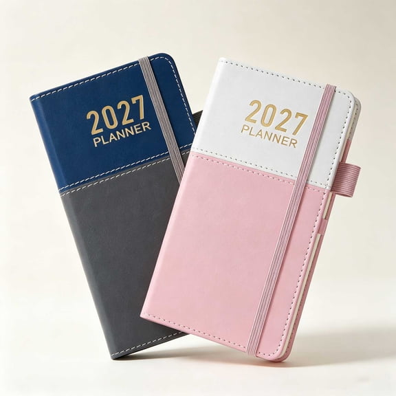 2 Pcs 2027 Pocket Planner Weekly Monthly Calendar 3.8" x 7",A6 Small Purse Size Agenda Jan - Dec 2027,Personal Daily Organizer with Monthly Tabs,Inner Pocket,Pen Loop for Women Men