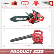 2-in-1 Kids Leaf Blower & Toy Chainsaw Set, Pretend Play Real Working Lawn Garden Tools with Sound, Outdoor Role Play Toy for Kids Boys