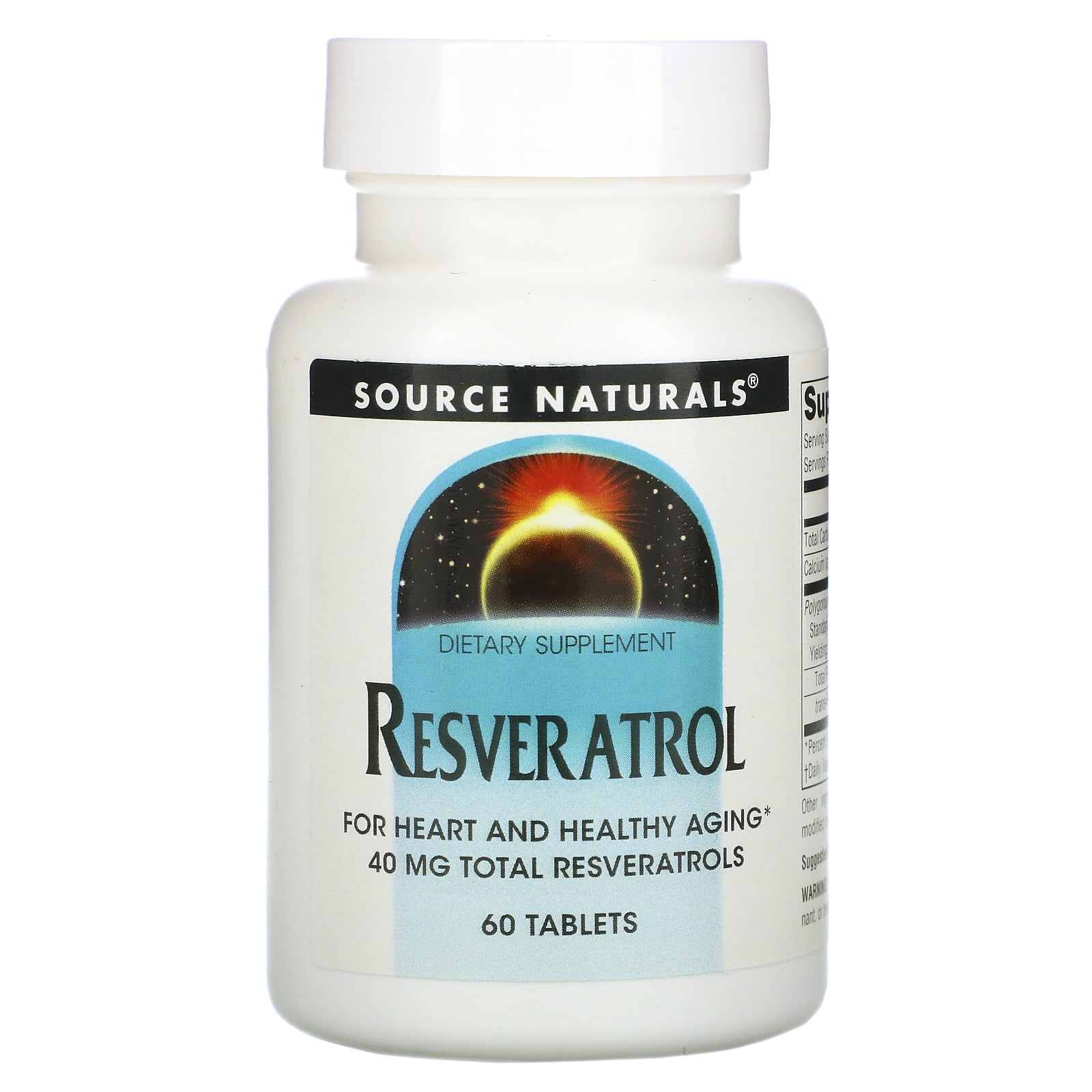 Source Naturals Resveratrol, 40 mg, 60 Tablets