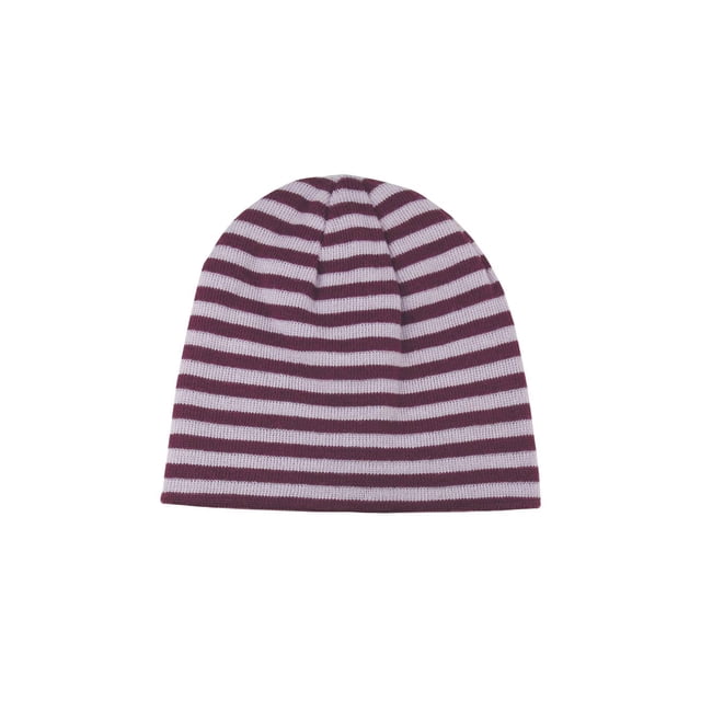 Bonnet Réversible d'Hiver en Tricot Rayé Sans Manches, Violet/moutarde